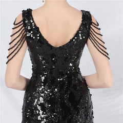 Sequined V-Neck Bodycon Dress