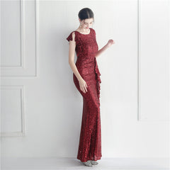 Sequined Ruffled Maxi Dress