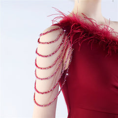 One-Shoulder Feather Maxi Dress