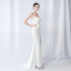 Strapless Boned Split Maxi Dress
