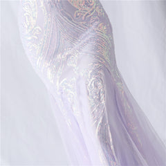 Sequined Feathered Fishtail Maxi Dress