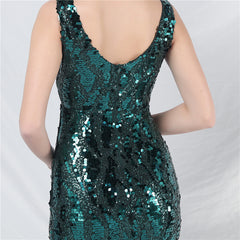 Sequined V-Neck Maxi Dress