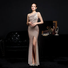 Sequined Rhinestone Evening Gown