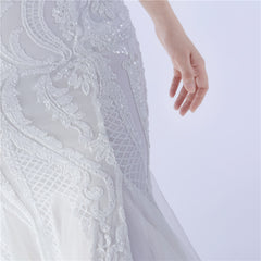 Beaded Sequined Ostrich Feather Maxi Dress