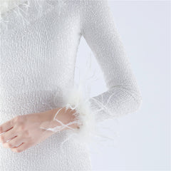 One-Shoulder Sequined Feather Dress