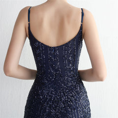 Sequined Fringed Fishtail Maxi Dress