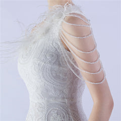 Beaded Sequined Ostrich Feather Maxi Dress