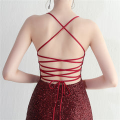 Crisscross Backless Sequined Maxi Dress