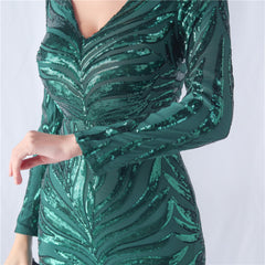 Sequined V-Neck Maxi Dress