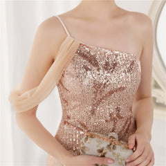 One-Shoulder Sequined Maxi Dress
