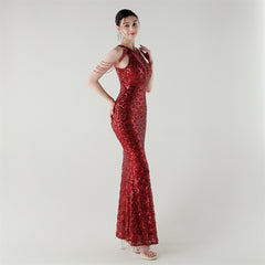 Sequined Fishtail Maxi Dress