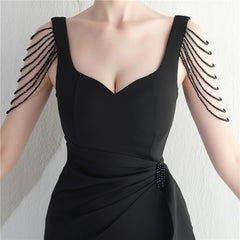 Beaded Fringe Split Maxi Dress