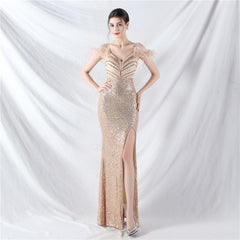 V-Neck Split Maxi Dress