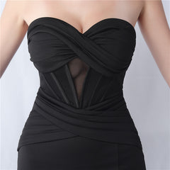 Strapless Boned Split Maxi Dress