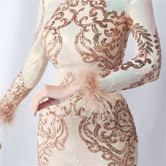 Sequin Long-Sleeve Bodycon Dress