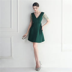 Beaded Rhinestone A-Line Dress