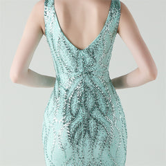 Backless Sequined Fishtail Maxi Dress