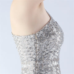 Sequin Beaded One-Shoulder Maxi Dress