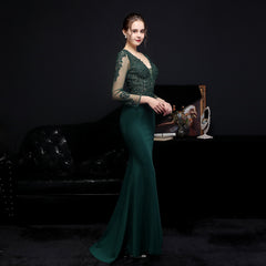 Elegant Lace Diamond Fishtail Dress