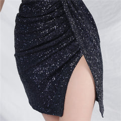 Sequined V-Neck Bodycon Dress