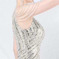 Sequin Split Maxi Dress