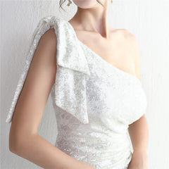 Sequined One-Shoulder Fishtail Maxi Dress