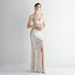 Sequined Fishtail Maxi Dress