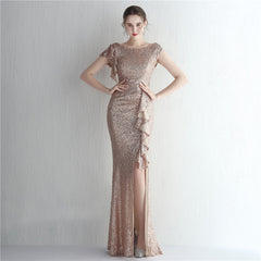 Sequined Split Fishtail Maxi Dress