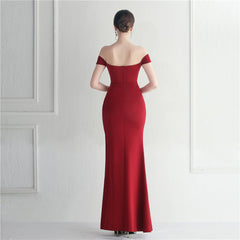 Off-Shoulder Split Maxi Dress