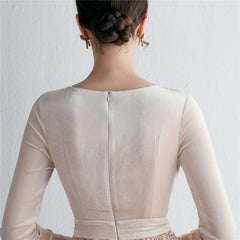 Sequined V-Neck Long-Sleeve Fishtail Dress