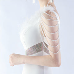 One-Shoulder Rhinestone Diagonal Collar Maxi Dress