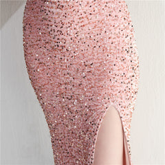 Lace-Up Sequin Split Maxi Dress