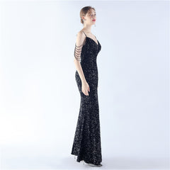 Asymmetric Sequin Maxi Dress