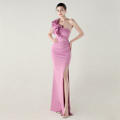 One-Shoulder Beaded Maxi Dress