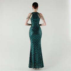 Sequined Fishtail Maxi Dress