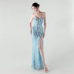 Sequined Heart-Collar Maxi Dress