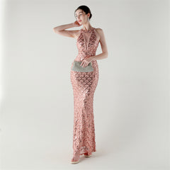 Sequined Fishtail Maxi Dress