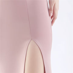 Ostrich Feather One-Shoulder Maxi Dress