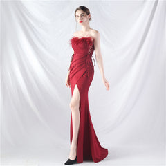 Strapless Slit Maxi Dress