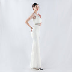 Embroidered Sheer Mesh Maxi Dress