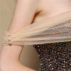 Off-Shoulder Sequin Fishtail Maxi Dress