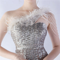 One-Shoulder Sequin Maxi Dress