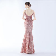 Asymmetric Sequin Maxi Dress