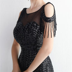 Sequined Cutout Fishtail Maxi Dress