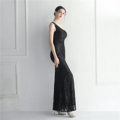 One-Shoulder Sequin Maxi Dress