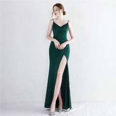 V-Neck Split Fishtail Maxi Dress