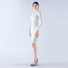 One-Shoulder Sequined Feather Dress