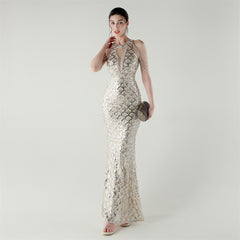 Sequined Fishtail Maxi Dress