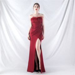 Strapless Slit Maxi Dress