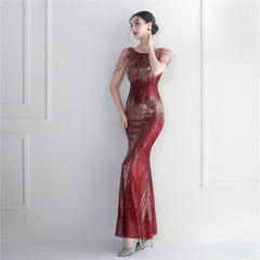 Sequined Fishtail Maxi Dress